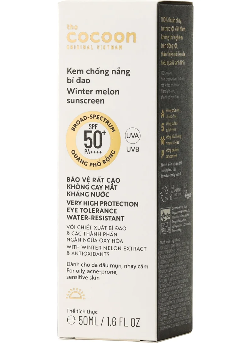 The Cocoon Original Vietnam  Winter Melon Sunscreen SPF50+ PA++++ 50ml – Lightweight Gel Cream, Hydrating, Non-Greasy, Water-Resistant UV Protection  | Best Price UAE