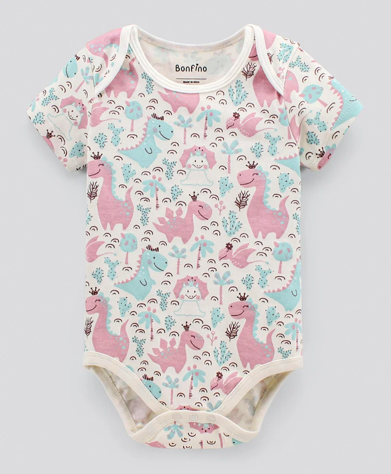 Bonfino Bonfino - Half Sleeves Onesies Animal Printed - Pack of 3 - Multicolor