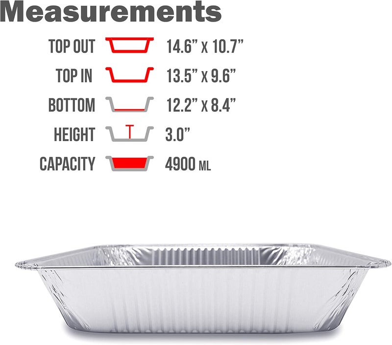 Fig & Leaf (30 Pack) Premium Lasagna Pans 14" x 10" x 3” Heavy Duty l Disposable Aluminum Foil for Roasting Turkey, Baking, or Cooking - Image 3