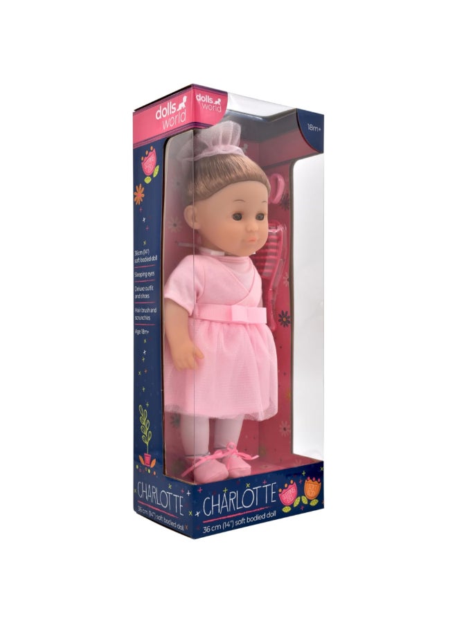 دولز وورلد دمية بادي ناعمة شارلوت بعيون نائمة متعددة الألوان 36 سم PKN78210 - Image 2