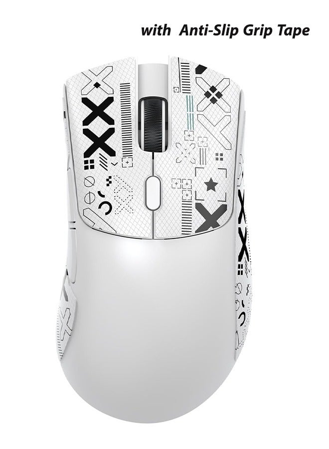 Attack Shark R1 Wireless Gaming Mouse,PixArt PAW3311 Optical Sensor 18K DPI,59g Lightweight 2.4Ghz/BT5.2/Wired Computer Mice with Programmable Buttons for PC/Laptop/Win/Mac-White& Grip Tape - Image 2