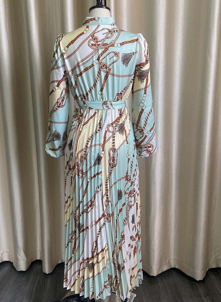 Loquat Pleated Tie Tonle Dress Multicolour  - Image 2