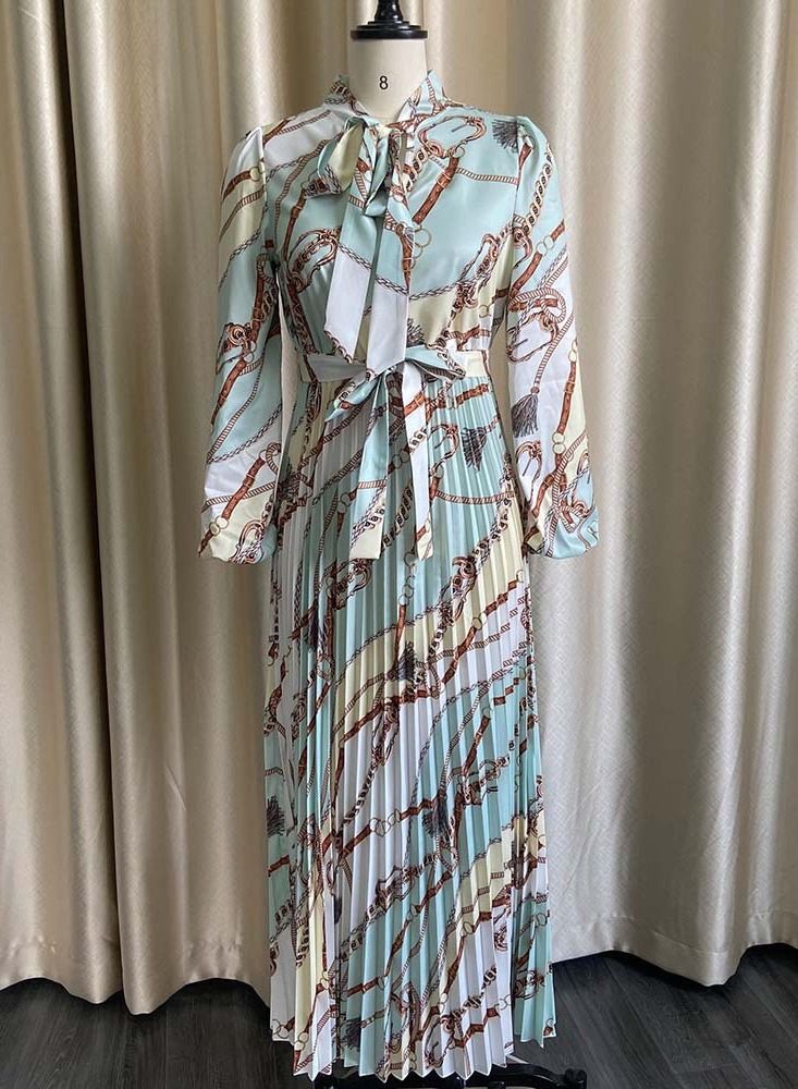 Loquat Pleated Tie Tonle Dress Multicolour  - Image 1