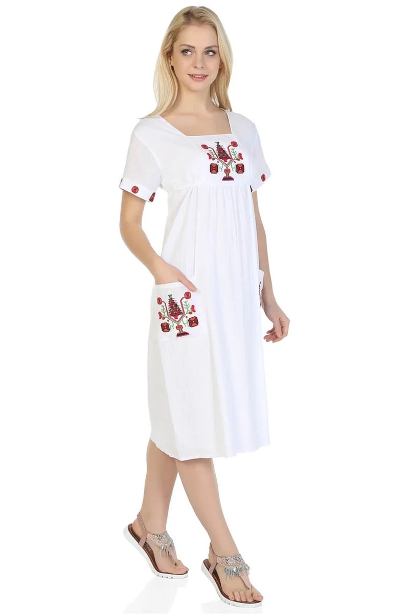 Eliş Şile Bezi Embroidered White Dress