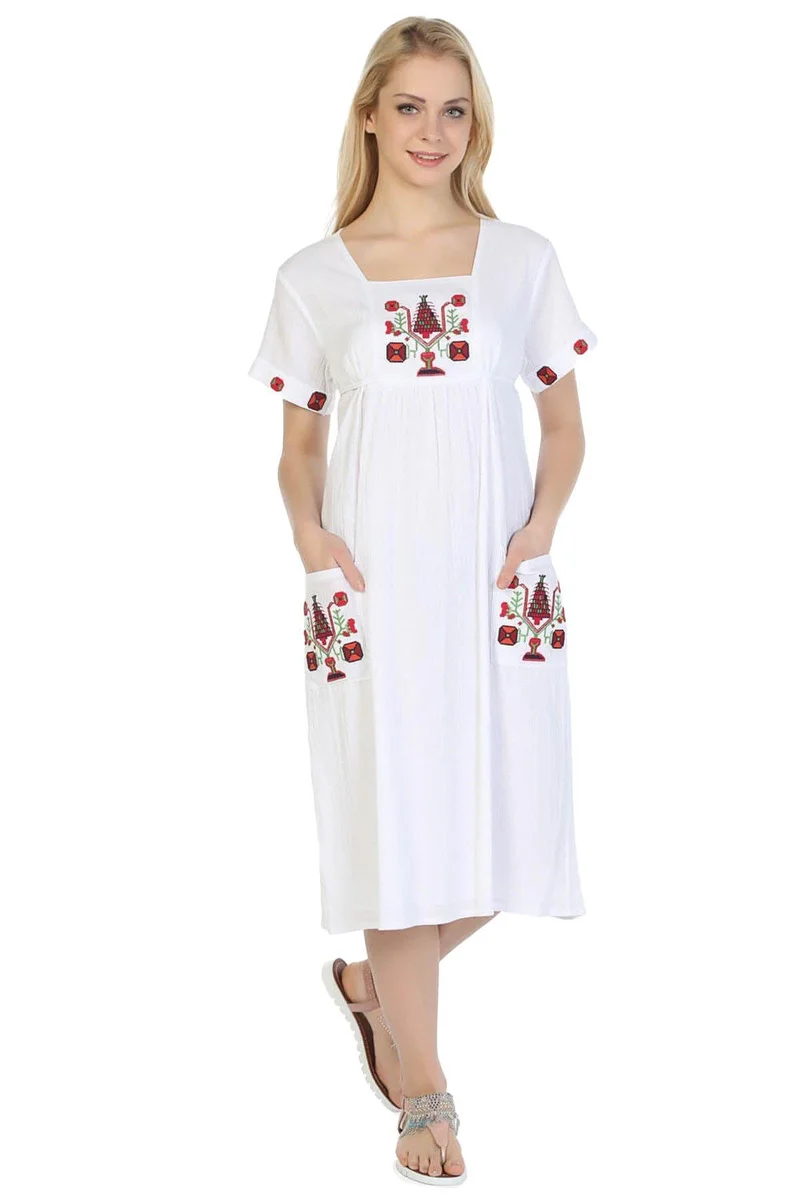 Eliş Şile Bezi Embroidered White Dress