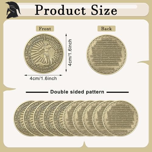 Nosiny 40 Pcs Put on The Whole Armor of God Coins Bulk Christian Challenge Coins Metal Commemorative Prayer Gifts for Men Collectors Religious Church Party Military Souvenir Vintage - Image 5