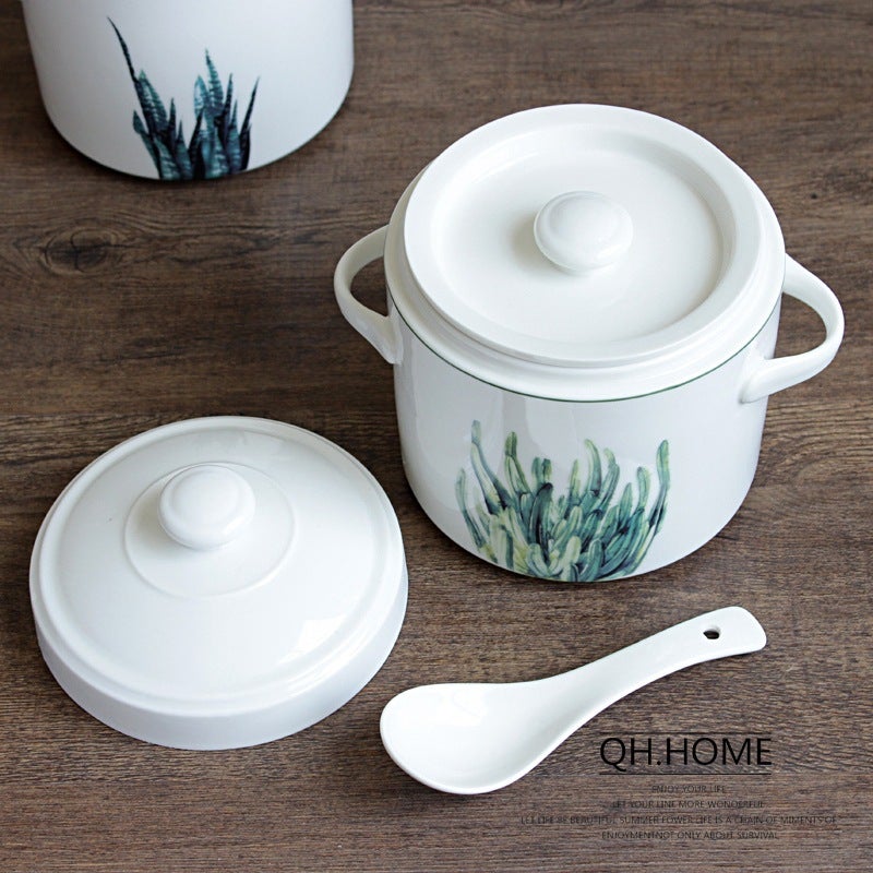 Qianhuizu Ceramic Water-Proof Stew Pot With Lid Double Lid Stewed Bird'S Nest Steamed Egg Double Ear Stew Pot Household Medium And Large Soup Bowl - Image 3