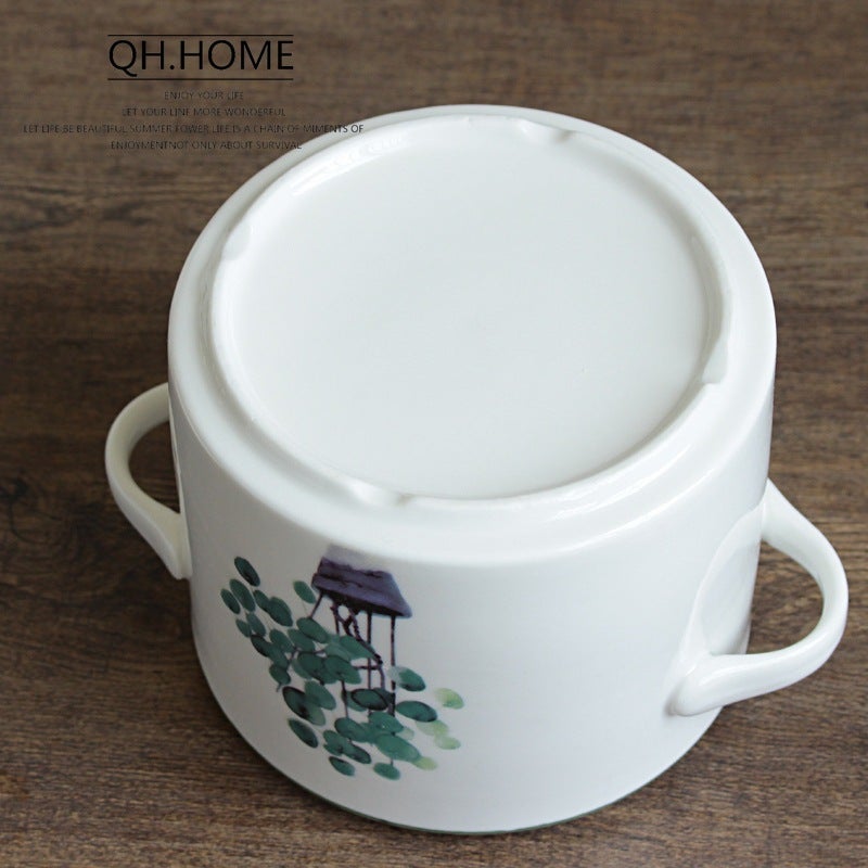 Qianhuizu Ceramic Water-Proof Stew Pot With Lid Double Lid Stewed Bird'S Nest Steamed Egg Double Ear Stew Pot Household Medium And Large Soup Bowl - Image 5
