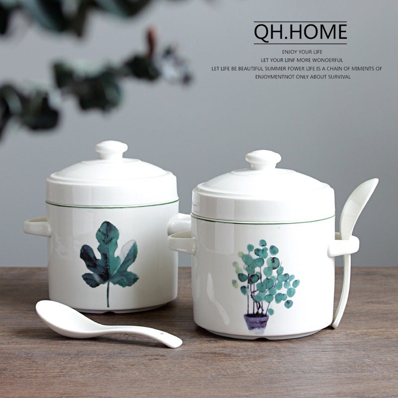 Qianhuizu Ceramic Water-Proof Stew Pot With Lid Double Lid Stewed Bird'S Nest Steamed Egg Double Ear Stew Pot Household Medium And Large Soup Bowl - Image 2