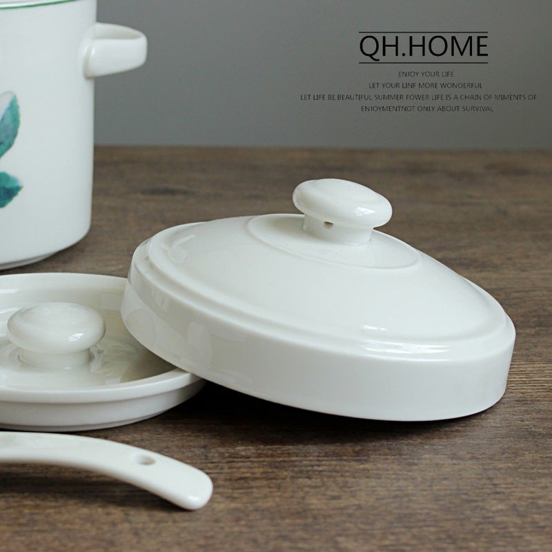 Qianhuizu Ceramic Water-Proof Stew Pot With Lid Double Lid Stewed Bird'S Nest Steamed Egg Double Ear Stew Pot Household Medium And Large Soup Bowl - Image 4