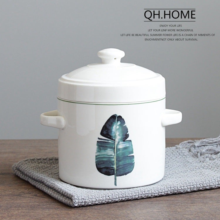 Qianhuizu Ceramic Water-Proof Stew Pot With Lid Double Lid Stewed Bird'S Nest Steamed Egg Double Ear Stew Pot Household Medium And Large Soup Bowl - Image 1