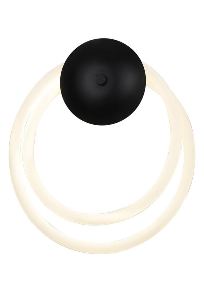 Modern LED Wall Light Ring - Black Finish, 2-Layer Design for Bedroom and Living Room - Image 2
