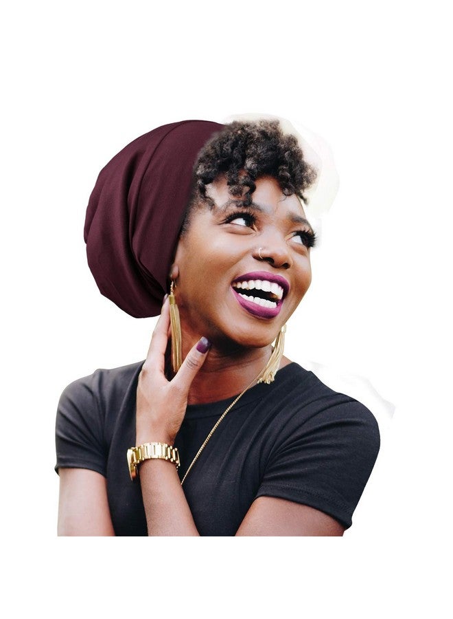 فوكوس كير قبعة نوم للنساء مبطنة بالساتان الحريري باللون العنابي الداكن - Image 1