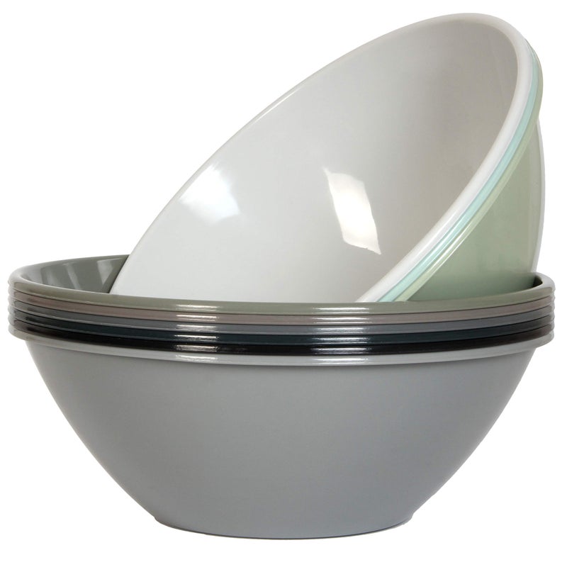 Youngever 10 inch 100 Ounce Plastic Mixing and Serving Bowls Popcorn Bowls Salad Bowls Chip and Dip Serving Bowls Set of 9 Urban