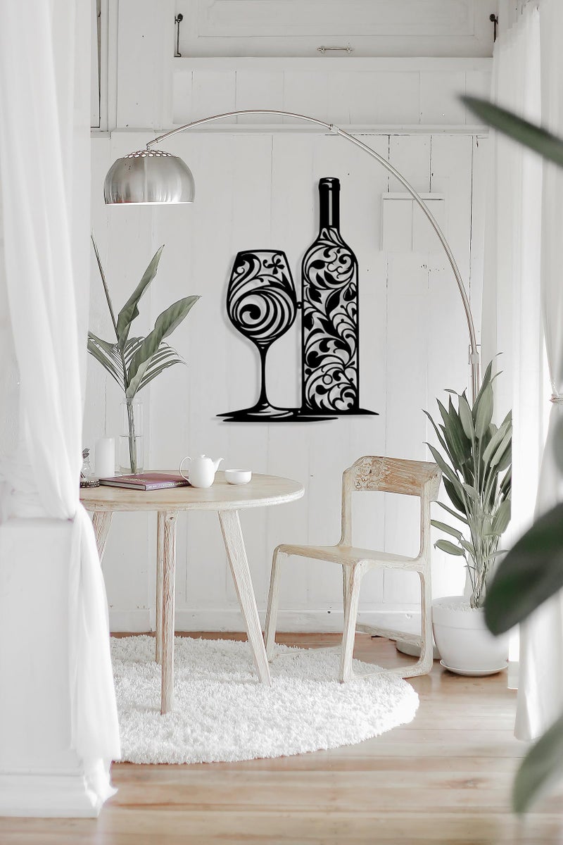 Benziso Wine Wall Decor, Metal Wall Art for Kitchen, Wine Lover Gifts, Home Bar Wall Decor, Dining Room Wall Art, Metal Wall Art Decor (Black 11.2 in x 16.6 in) - Image 4