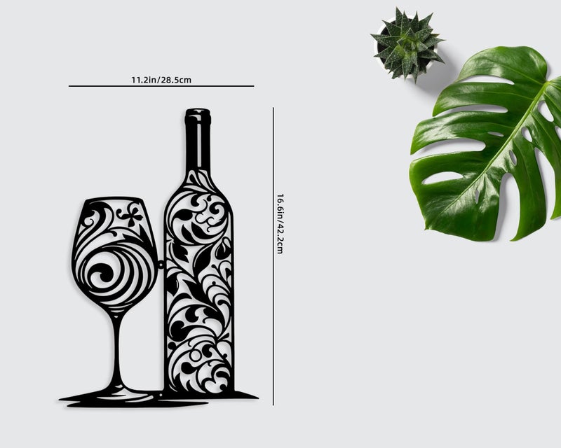 Benziso Wine Wall Decor, Metal Wall Art for Kitchen, Wine Lover Gifts, Home Bar Wall Decor, Dining Room Wall Art, Metal Wall Art Decor (Black 11.2 in x 16.6 in) - Image 2