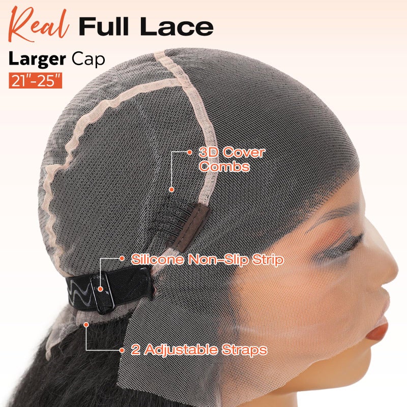 WIGNEE Full Lace Kinky Straight Wig 30 Inch Synthetic Yaki Straight Wig 180% Density Pre-Plucked Kinky Wig with Baby Hair Yaki Wigs For Black Women Daily Use - Image 5