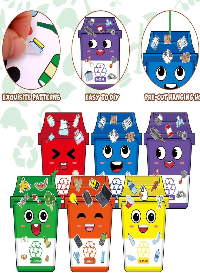 WorldBazaar 18 Pack Earth Day Craft Kit for Kids Recycling Stickers Learn to Recycle Crafts Classroom Earth Day Activities Trash Can Garbage Bin Decorations for School - Image 4