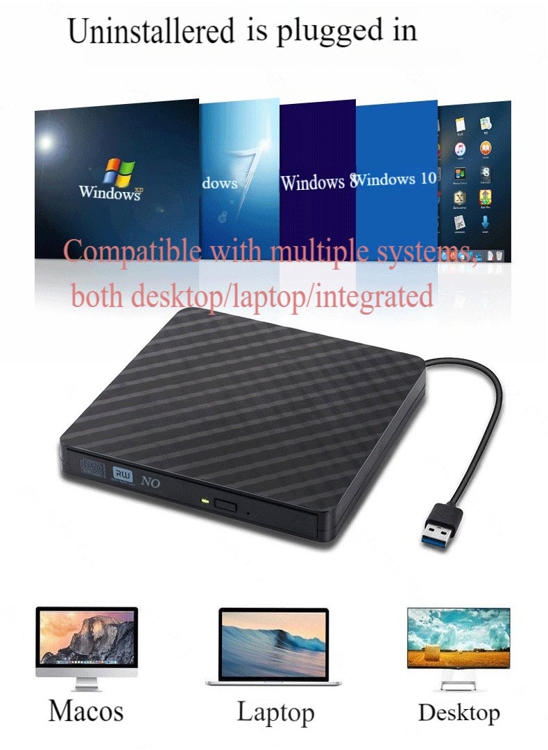 Healife USB3.0 external optical drive mobile DVD burner   USB Optical Drive Laptop Desktop, Computer Optical Drive, External DVD Burner for Laptop Type-C, CD/DVD Disc Drive  - Image 4