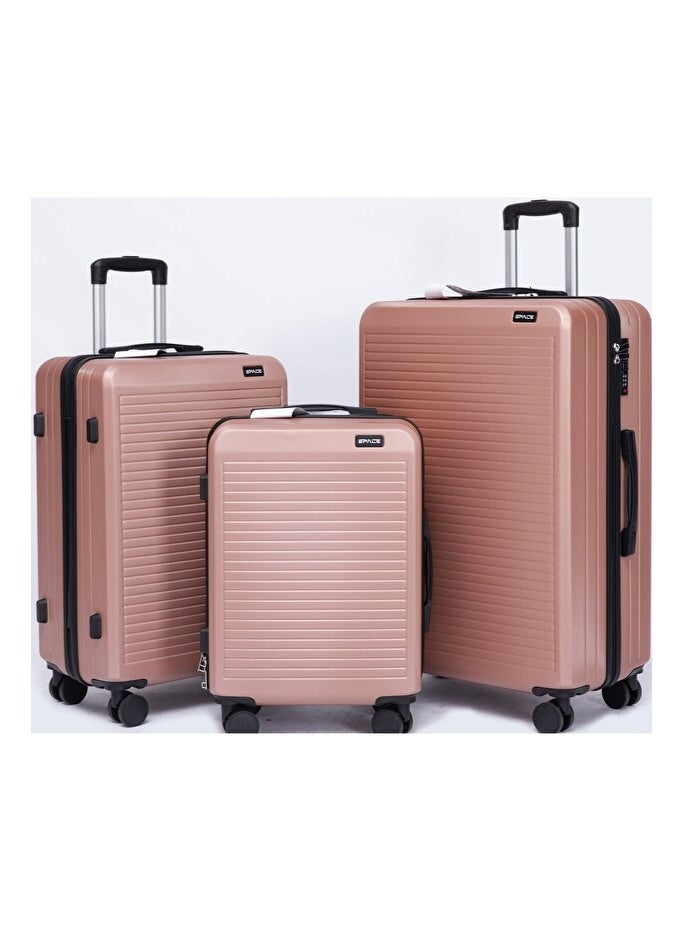 Space Luggage Set of 3 Hardside with Spinner Wheels & Lightweight ABS Luggage for Travel, 28/24/20, Gold - Image 1