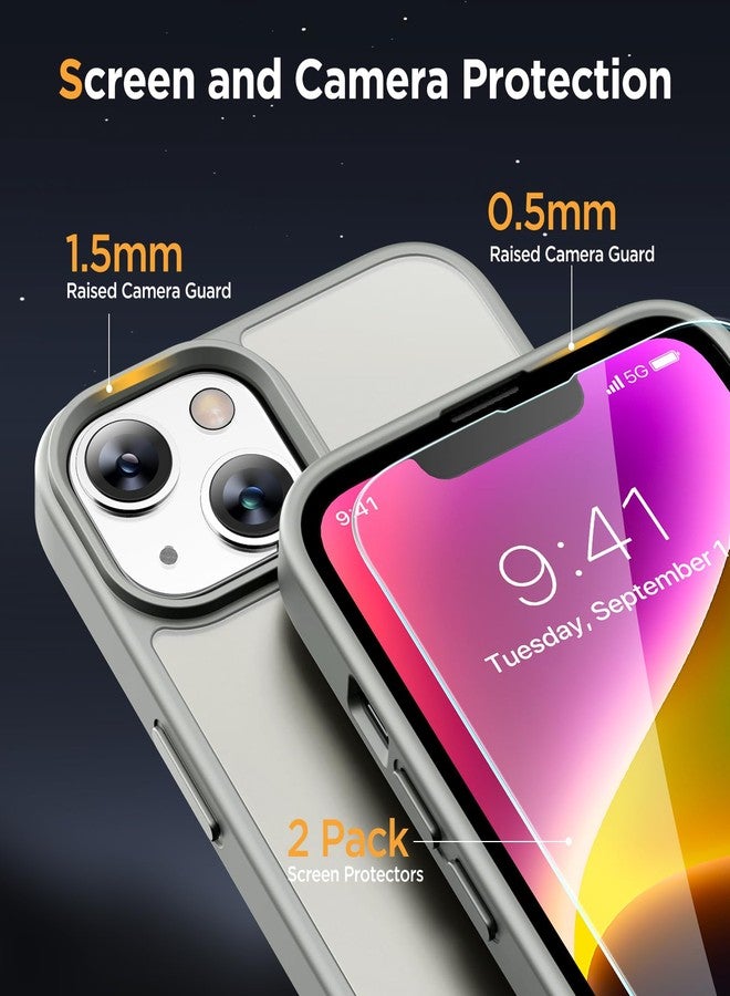 ميراكيس جراب Miracase المغناطيسي لهاتف iPhone 14 مقاس 6.1 بوصة (متوافق مع MagSafe) (مع واقيين للشاشة) حماية بمعايير عسكرية، غطاء هاتف شفاف غير لامع مقاوم لبصمات الأصابع، رمادي - Image 5