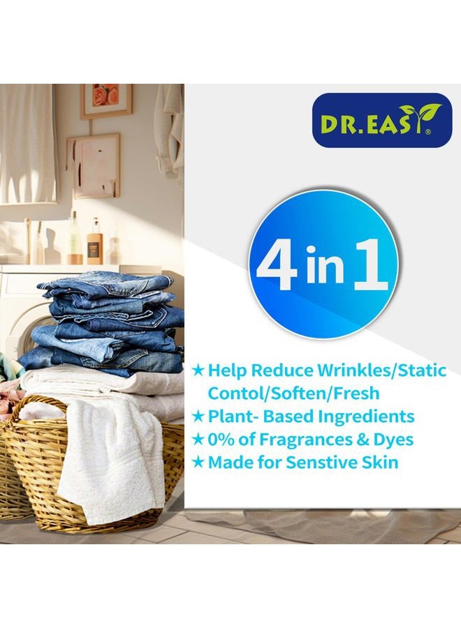 DR. EASY Dryer Sheets Plant Based Formula 252 Ct Fabric Softener sheets for Laundry Free & Clear Essential Oil Scented No Artificial Fragrances No Dyes Reduce Static & Wrinkles Help Repel Pet Hair - Image 2