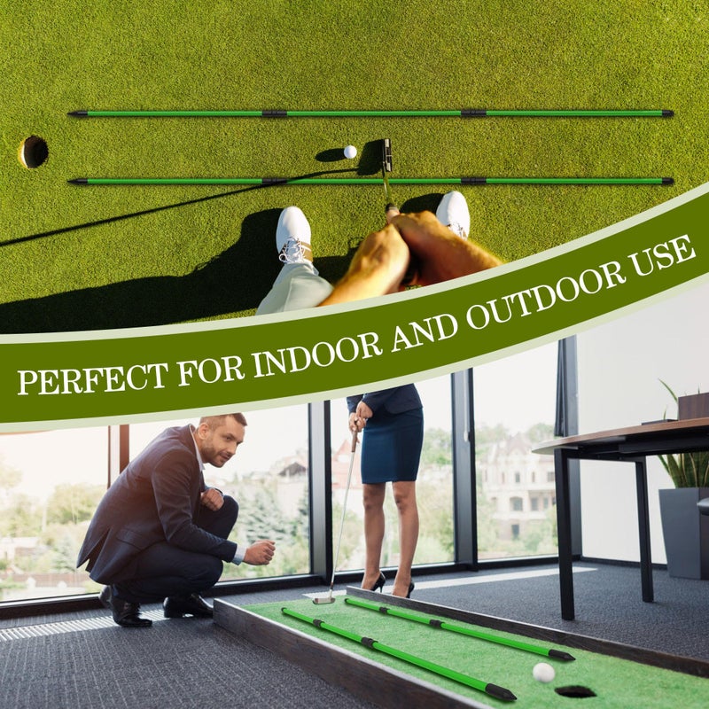 Seticek Golf Alignment Sticks 2 Pack,Upgraded 48" Collapsible Alignment Stick Golf Training Aid for Aiming, Putting, Swing Trainer, Golf Training Sticks with Clear Tube Caseï¼ˆGreenï¼‰ - Image 3