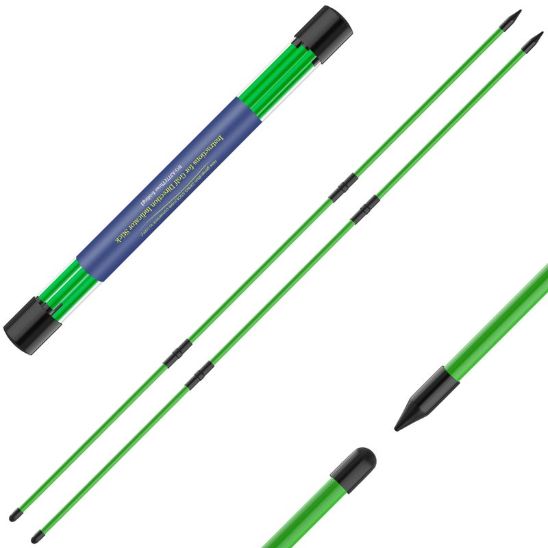 Seticek Golf Alignment Sticks 2 Pack,Upgraded 48" Collapsible Alignment Stick Golf Training Aid for Aiming, Putting, Swing Trainer, Golf Training Sticks with Clear Tube Caseï¼ˆGreenï¼‰ - Image 1