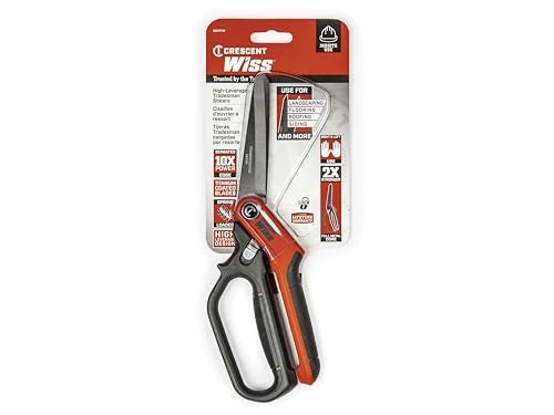 Wiss Crescent Wiss 11" Heavy-Duty Titanium Coated Single Ring Tradesman Shears - Industrial Utility Shears/Scissors for Cutting Leather, Wire, Cardboard - CW11TM - Image 4