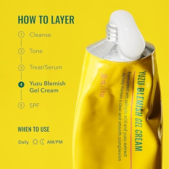 Good Molecules Yuzu Blemish Gel Cream - Lightweight Gel Moisturizer with Salicylic Acid, BHA and Natural Extracts to Target Acne, Even Skin Tone, and Texture - Skin Care for Face - Image 5
