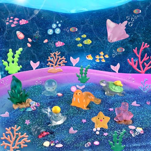Okaybee Ocean Glow in The Dark Slime Kit 9 Pack with Deep Sea Slime Charms Sensory DIY Rainbow Slime for Kids Glow Party Favors for Girls Boys Halloween - Image 5