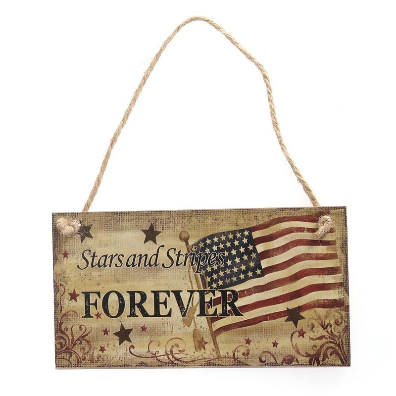 BinaryABC 4th of July Wooden Sign Plaque Door Wall Hanging Decorations Fourth of July Independence Day Memorial Day Party Decorations - Image 1