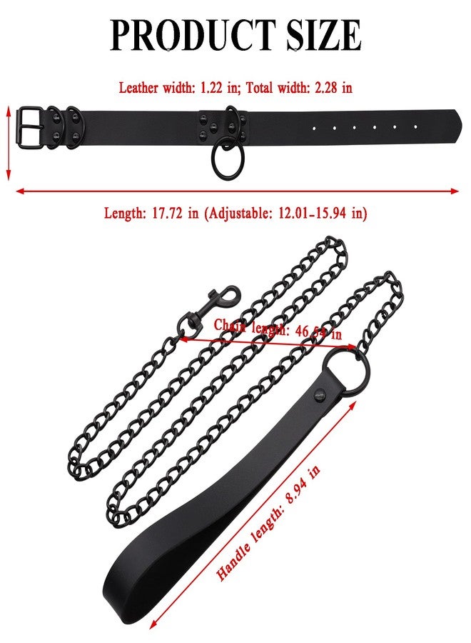 NEWZEST Choker Necklace for Women, Goth Accessories Womens Necklaces, Black Leather Choker Collar with Chain, Charm Necklace Sexy Gothic Clothes, Rave Outfit Halloween Cosplay Costume Jewelry for Women & Men - Image 5