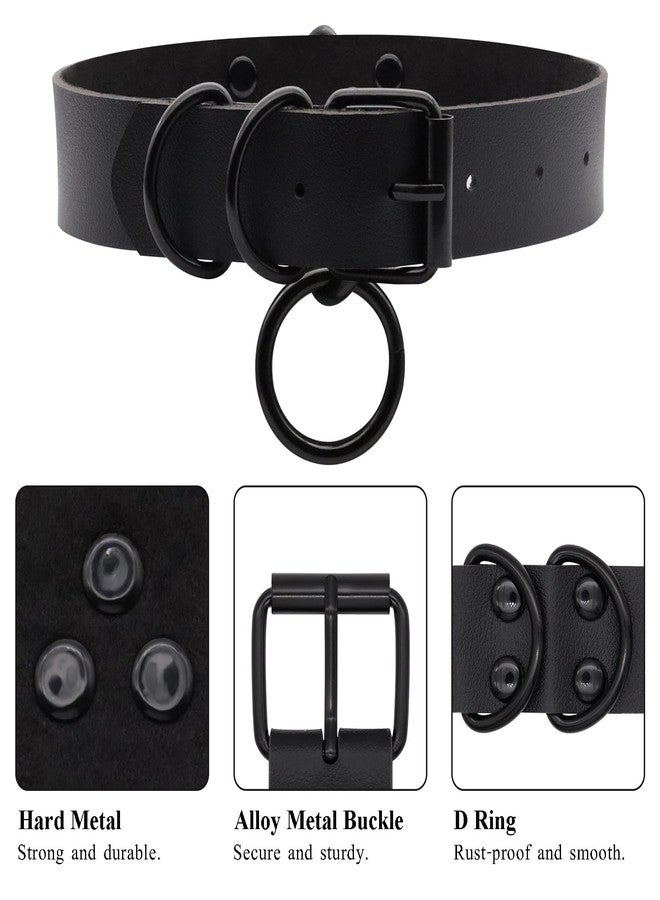 NEWZEST Choker Necklace for Women, Goth Accessories Womens Necklaces, Black Leather Choker Collar with Chain, Charm Necklace Sexy Gothic Clothes, Rave Outfit Halloween Cosplay Costume Jewelry for Women & Men - Image 3