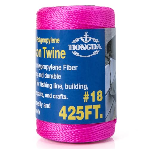 HONGDA Twisted Mason Line, 425 Feet #18 Twisted Polypropylene Mason Line String Perfect for Masonry Jobs and for The Layout of General Construction, Gardening, DIY Project, Fluorescent Pink - Image 1