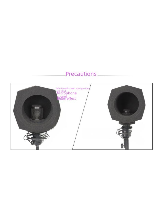 قطن امتصاص الصوت للميكروفون المباشر، غطاء إسفنج عازل للصوت، إسفنج مضاد للرياح لتقليل الضوضاء، مكثف إسفنجي ثماني، حلقة قمح إسفنجية، غطاء إسفنج للقمح - Image 4