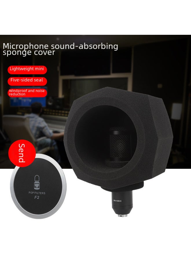 قطن امتصاص الصوت للميكروفون المباشر، غطاء إسفنج عازل للصوت، إسفنج مضاد للرياح لتقليل الضوضاء، مكثف إسفنجي ثماني، حلقة قمح إسفنجية، غطاء إسفنج للقمح - Image 2