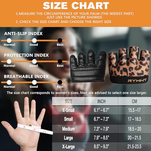 RYMNT Minimal Workout Gloves,Short Micro Weight Lifting Gloves Grip Pads with Full Palm Protection & Extra Grip for Men Women Weightlifting,Gym,Cross Training,Powerlifting,WODs.Leopard-Medium - Image 2