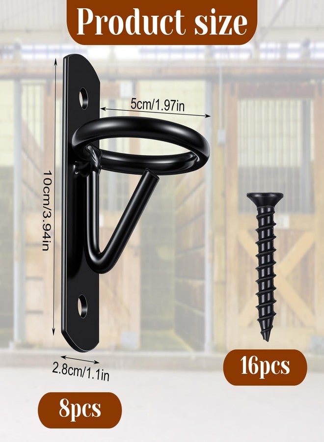 JOUTYFOR 8 Pcs Bucket Hooks for Horses Metal Equestrian Water Bucket Hook Hangers Horse Stalls Feed Barn Farmhouse Supplies (Black) - Image 2