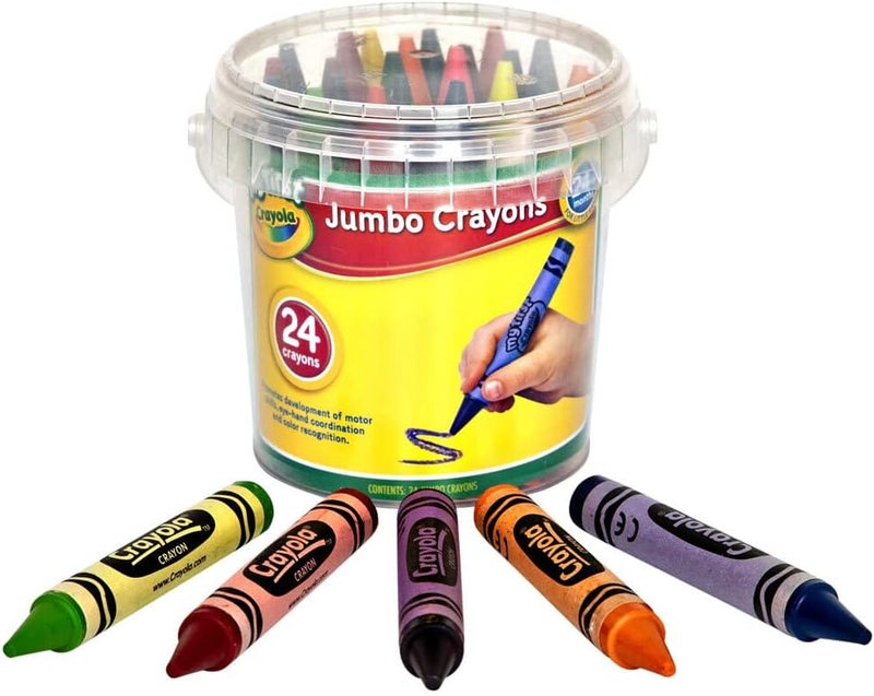 Crayola My First Crayola Jumbo Crayons, 24 Pack (extra large) with Storage Tub, Suitable for Children Aged 2-4 years old and designed for Pre-School/Kindergarten