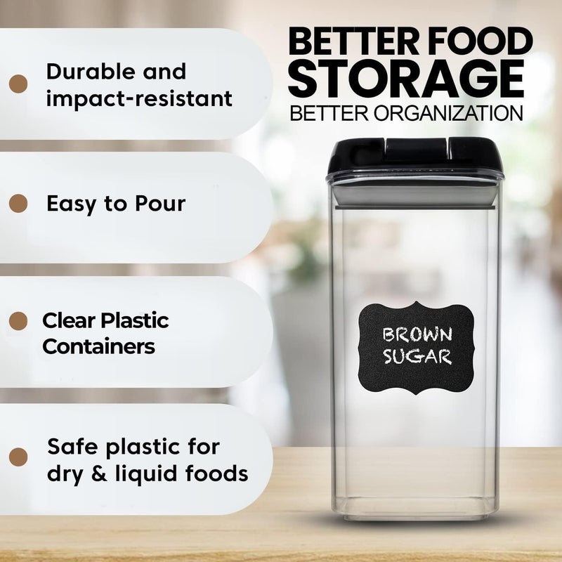 Shazo Airtight Food Storage Containers with Lids - 6 PC BPA Free Clear Plastic Cereal Containers with Easy Lock Lids for Kitchen and Pantry Organization for Snacks and Pasta - 1.2L - Image 5