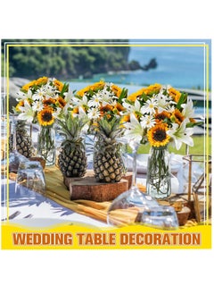 Excefore 20 Pcs Artificial Sunflower Bouquets Faux Flowers Bouquet Latex Lilies Silk Daisy Sunflowers Spring Flower Arrangement for Wedding Party Decor Mother's Day Table Centerpiece Home Decoration  - Image 4