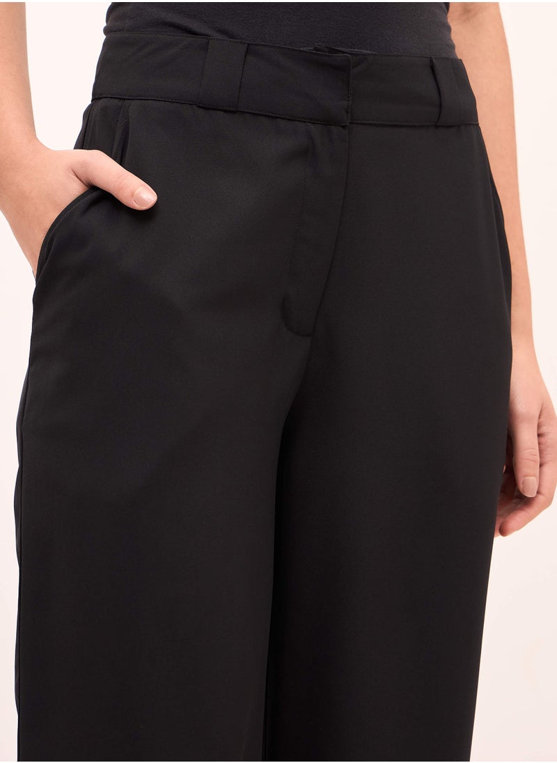 Salt Attire Women's High Rise Straight Leg Black Crepe Pants Elegant and Comfortable Formal Trousers with Flattering Fit, Perfect for Office Wear, Business Meetings, and Special Occasions  - Image 5