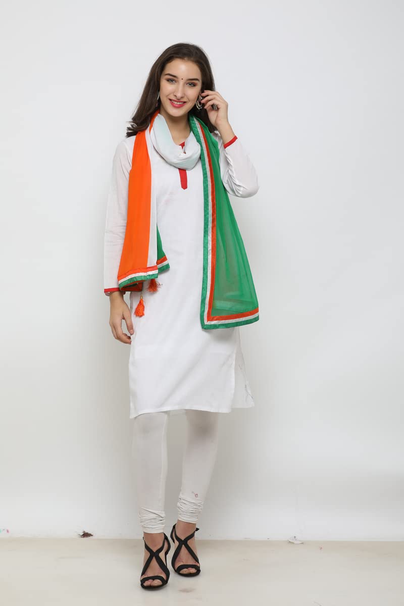 EthnicJunction Men's and Women's Chiffon Independence Day Special Scarf (Tricolour; Free Size) - Image 4
