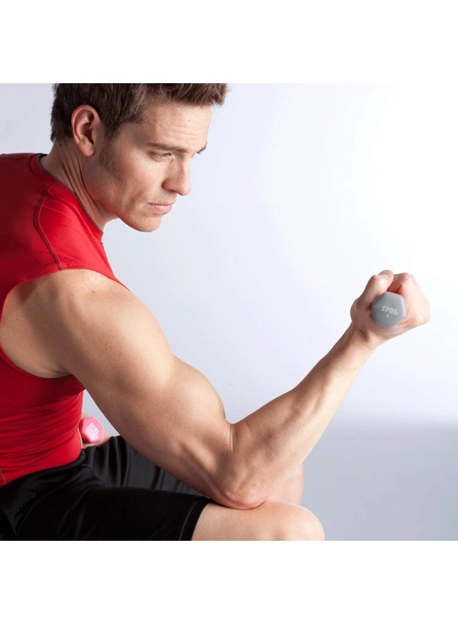 SPRI Vinyl-Coated Dumbbell Pair – 1.8 kg (4 lb), Hex Ends, Color-Coded Design - Image 1