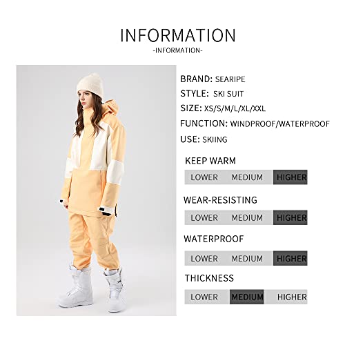 SEARIPE Women Ski Jacket and Pants Set Waterproof Hood Ski Suits Windproof Snowsuits for Winter Sports(T2152,PK+WT,S) - Image 5