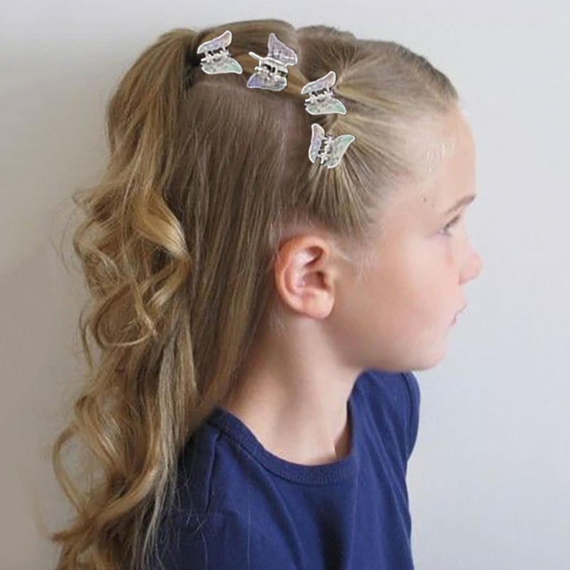Pack of 10 mini butterfly grab clips, colorful transparent braided hair shark clips, cute hair accessories for children, girls and adults - Image 4
