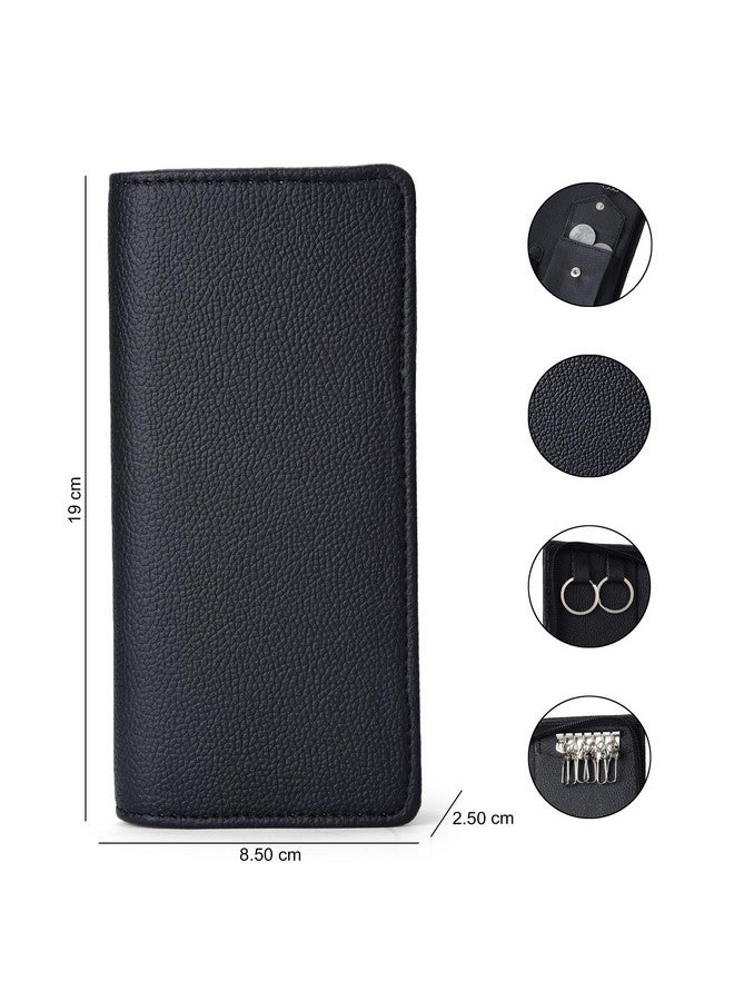 essart PU Leather Key Case Pouch Wallet Keychain Key pouch holder Men & Women Key Pouch Holder, Bank Locker Key Pouch with 6 Hooks Zipper Closure - Image 2