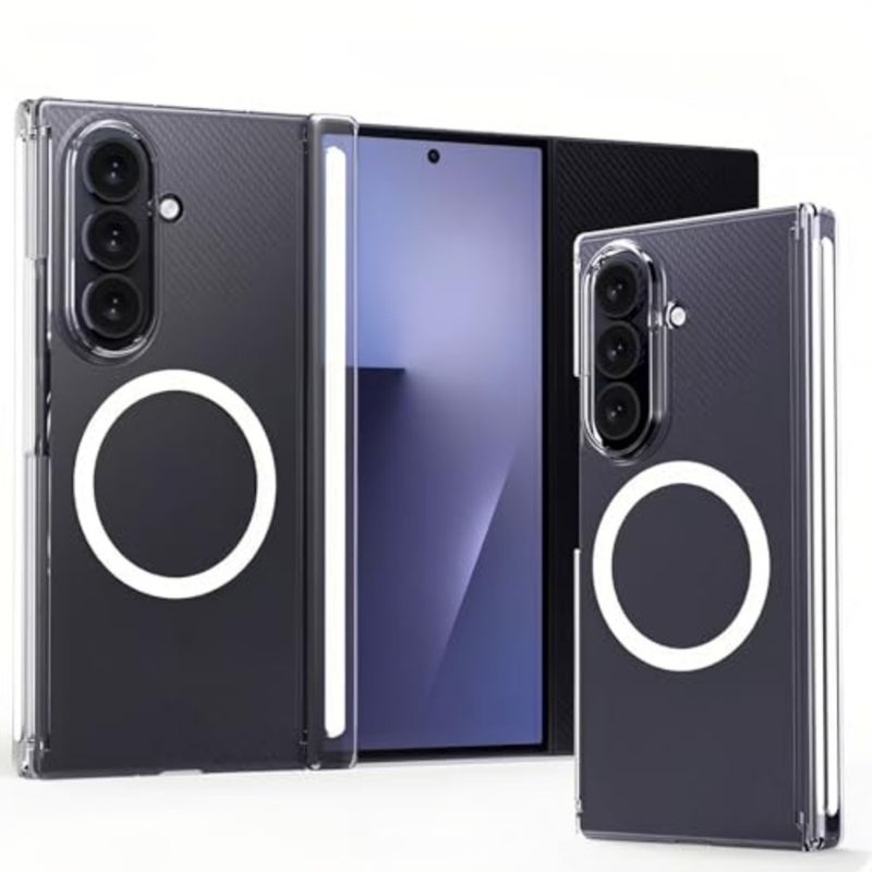 حافظة مغناطيسية متوافقة مع حافظة Galaxy Z TriFold 5G [متوافقة مع Mag-Safe]، حافظة شفافة من السيليكون الهجين المضاد للصدمات من البولي كربونات، غطاء نحيف مع حماية مفصلية - Image 1