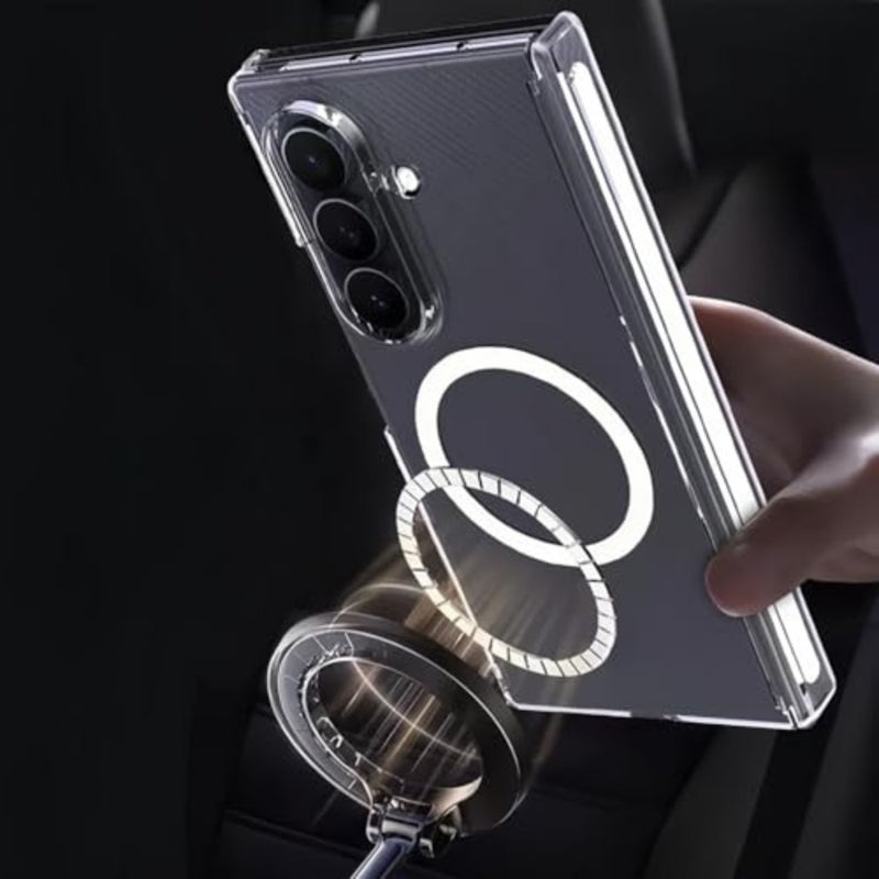 حافظة مغناطيسية متوافقة مع حافظة Galaxy Z TriFold 5G [متوافقة مع Mag-Safe]، حافظة شفافة من السيليكون الهجين المضاد للصدمات من البولي كربونات، غطاء نحيف مع حماية مفصلية - Image 2